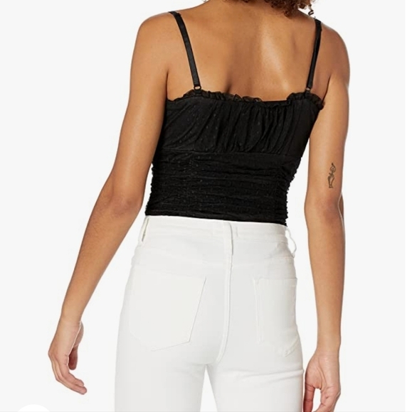 NWT BCBGMAXAZRIA BLACK TULLE BODYSUIT W/ADJUSTABLE STRAPS &SNAPS IN CROTCH SZ LG - Picture 5 of 16